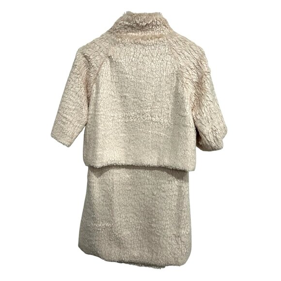 Vintage Faux Fur Two-Piece Dress Set Short Sleeve Jacket Sleeveless Dress Sz S - Picture 3 of 12